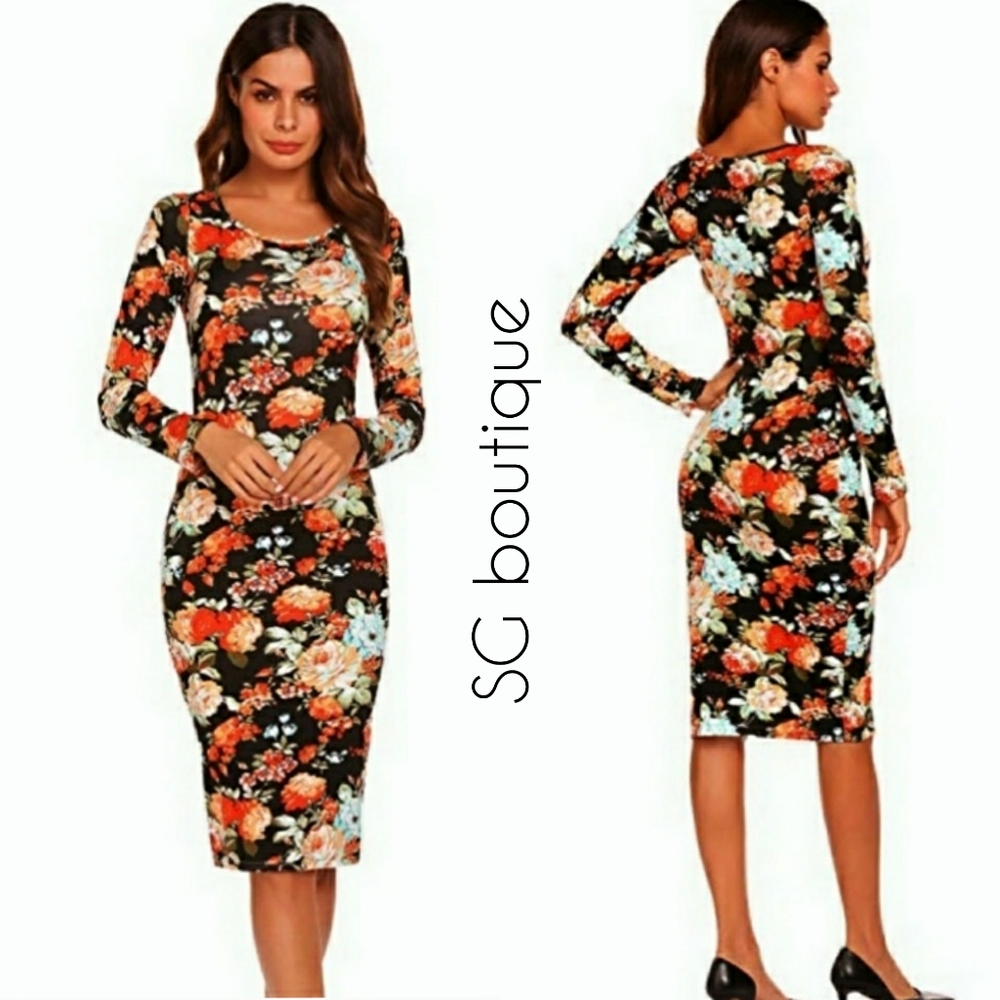 🆕⭐Mod Black floral roses midi dress⭐ - Picture 3 of 7